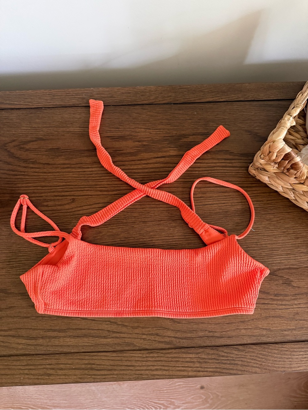 Monday Swimwear Orange Ribbed Bahama Bikini Top